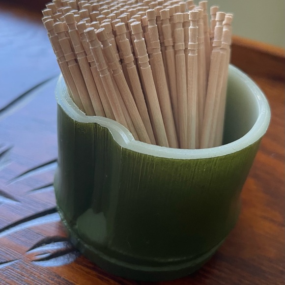 2 Bamboo shaped containers- white clear / green and 4 Bamboo drink coasters - Picture 2 of 5